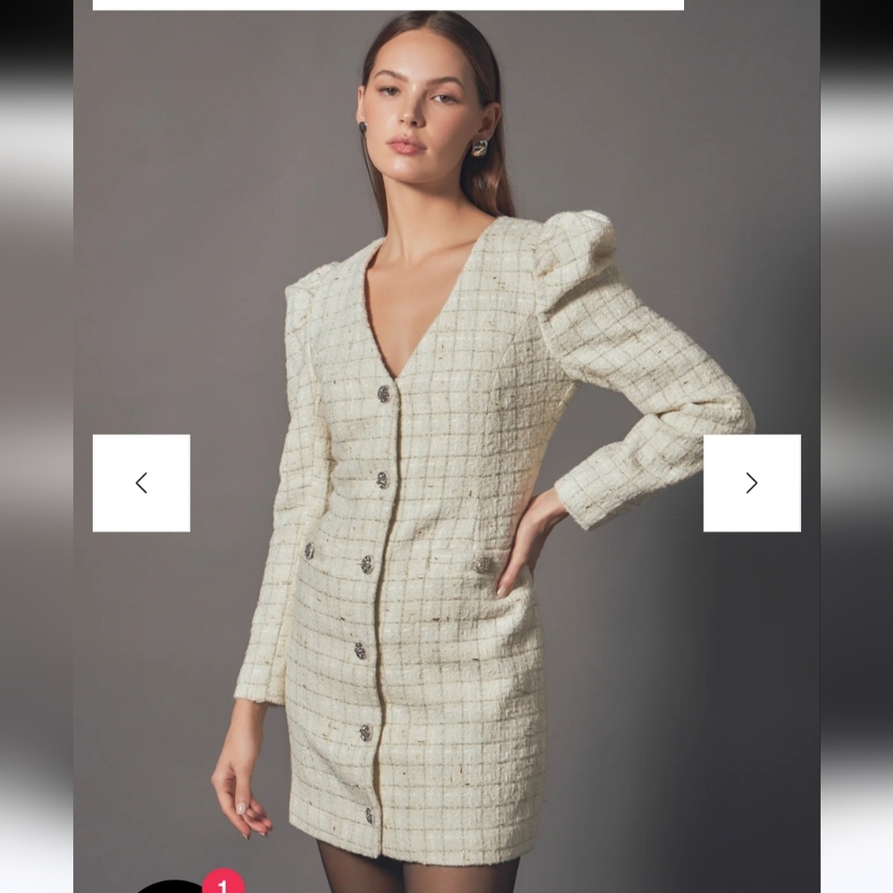 Endless Rose NWT Elegant Cream Tweed Dress MSRP $380